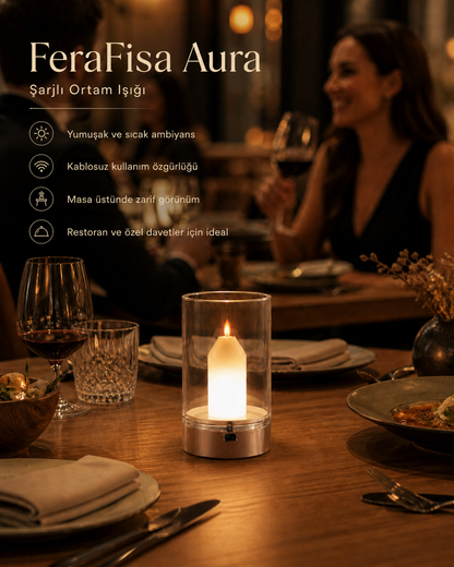 FeraFisa Aura Şarjlı Dekoratif Mum Lambası