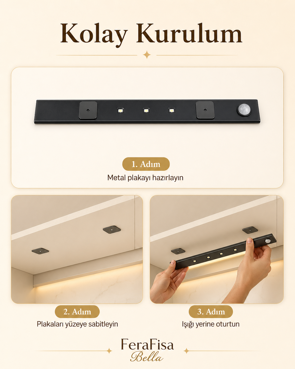 Bella Sensörlü Dolap Altı LED Aydınlatma | FeraFisa